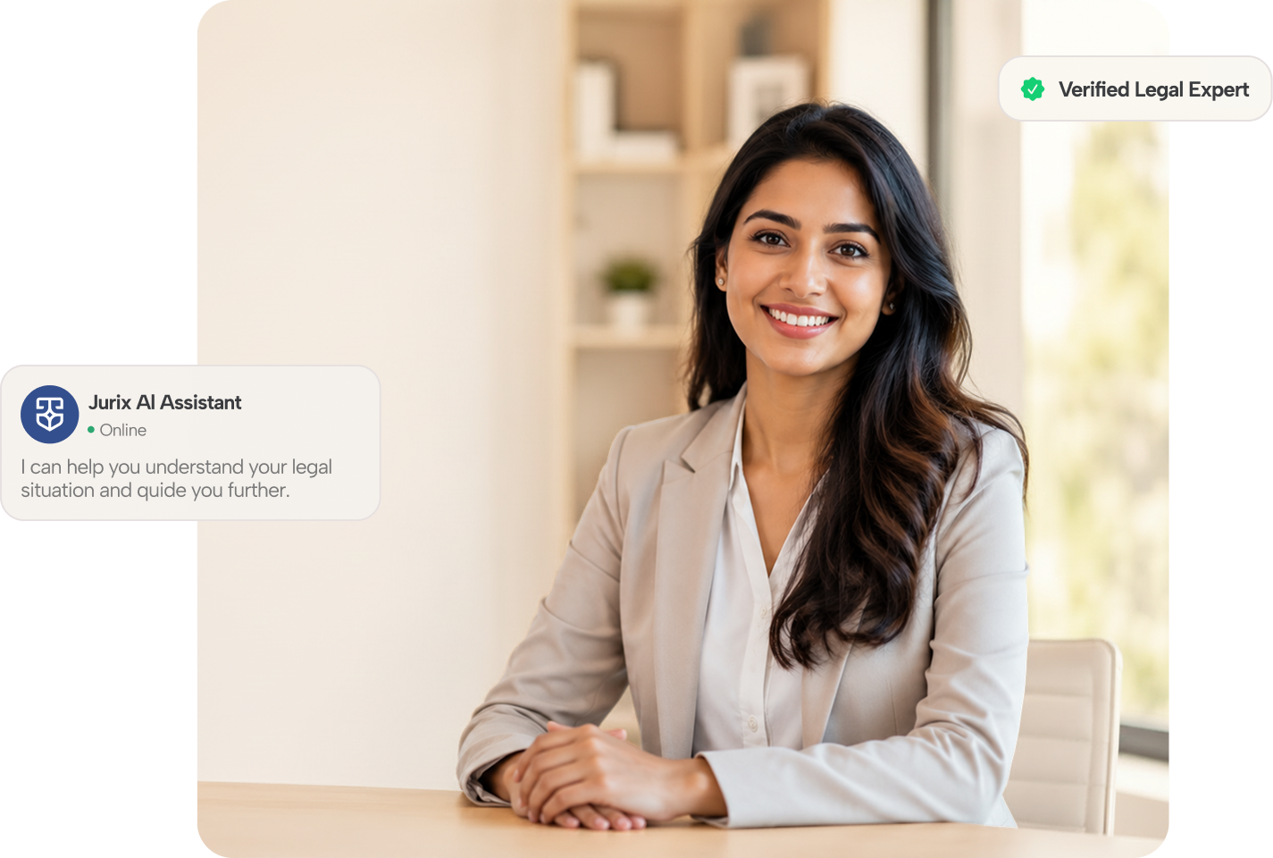 Verified Jurix legal expert with AI assistant and verified-expert badges